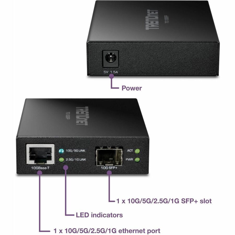 TRENDnet 10GBase-T to SFP+ Fiber Media Converter — TFC-10GSFP