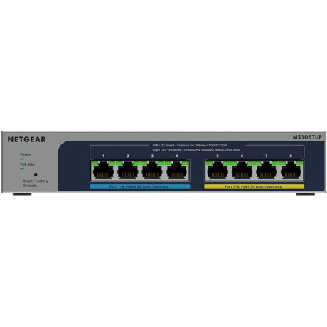 Netgear 8-port Ultra60 PoE++ Multi-Gigabit (2.5G) Ethernet Smart Switch — MS108TUP-100NAS