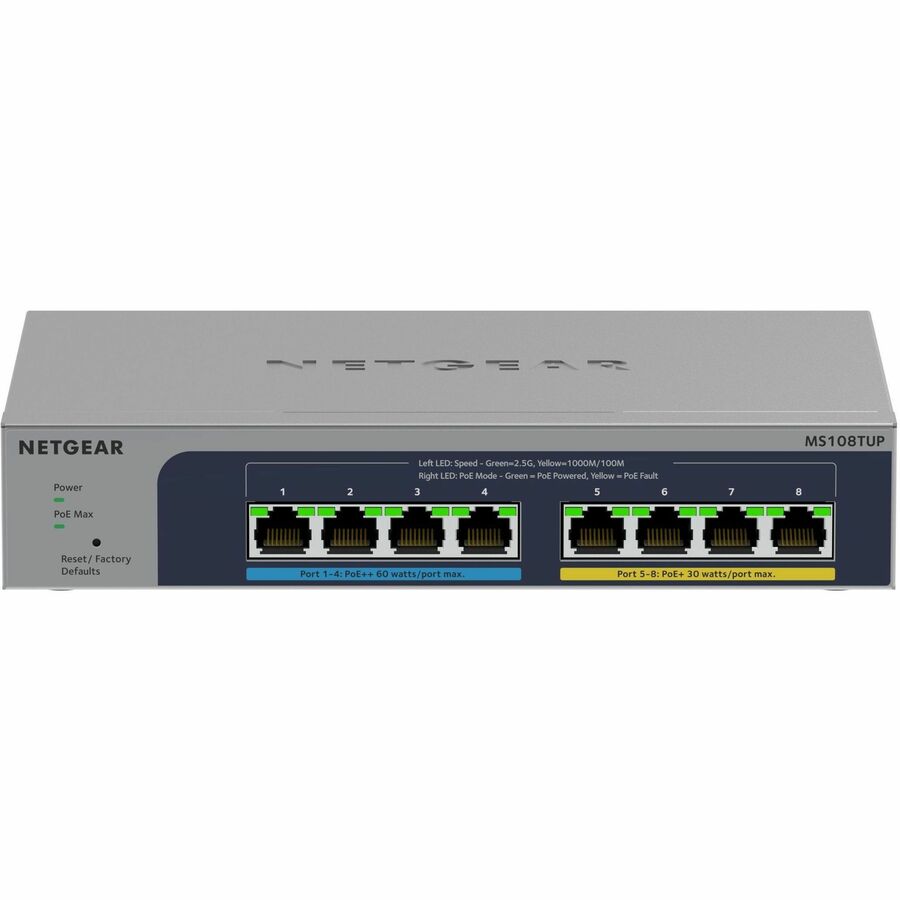 Netgear 8-port Ultra60 PoE++ Multi-Gigabit (2.5G) Ethernet Smart Switch — MS108TUP-100NAS