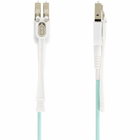 StarTech.com 10m (32.8ft) LC (UPC) OM4 Multimode Fiber Optic Cable, Push Pull Tabs, 50/125, 100G, Low Insertion Loss, Fiber Jumper Cord — 450FBLCLC10PP
