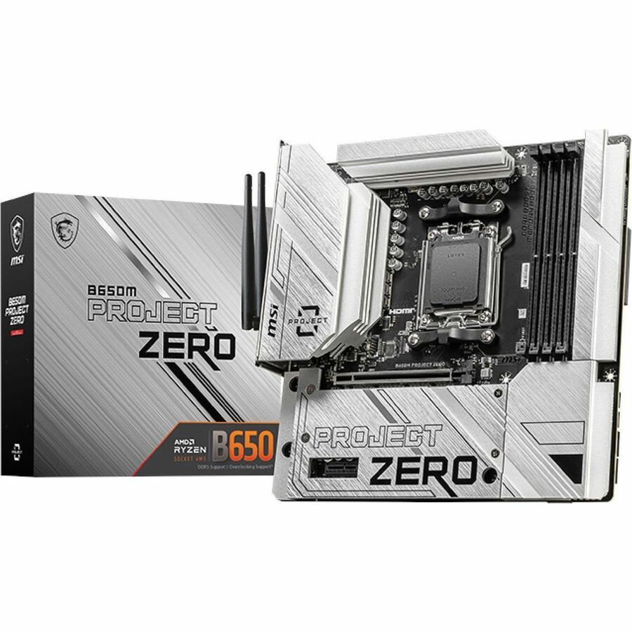 MSI B650M PROJECT ZERO Gaming Desktop Motherboard - AMD B650 Chipset - Socket AM5 - Micro ATX — B650MPZERO