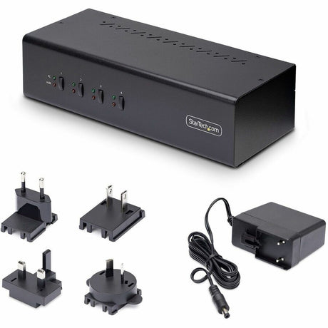 StarTech.com 4-Port Dual-Monitor DisplayPort KVM Switch, 4K 60 Hz, 2x USB 5Gbps Ports, Hotkey/Push-Button Switching, TAA Compliant — P4DD46A2-KVM-SWITCH