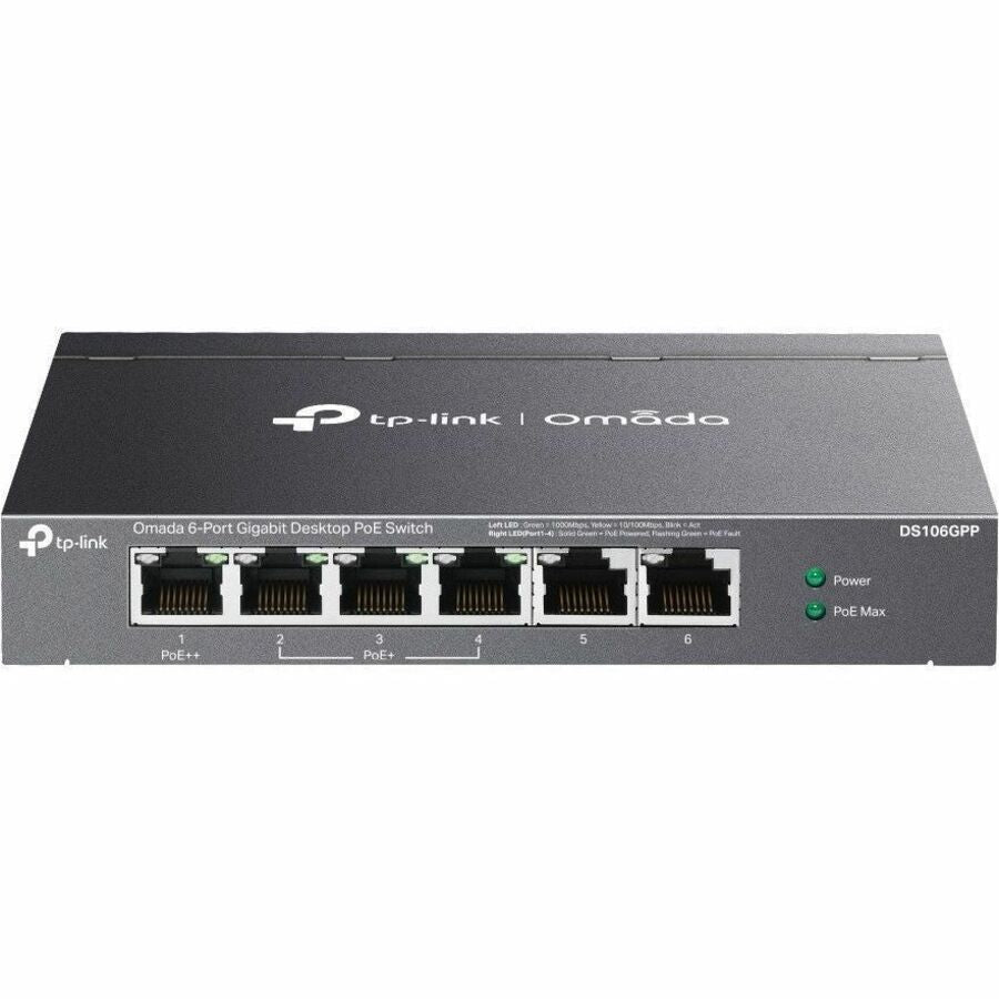 TP-Link Omada 6-Port Gigabit Desktop Switch with 3-Port PoE+ and 1-Port PoE++ — DS106GPP