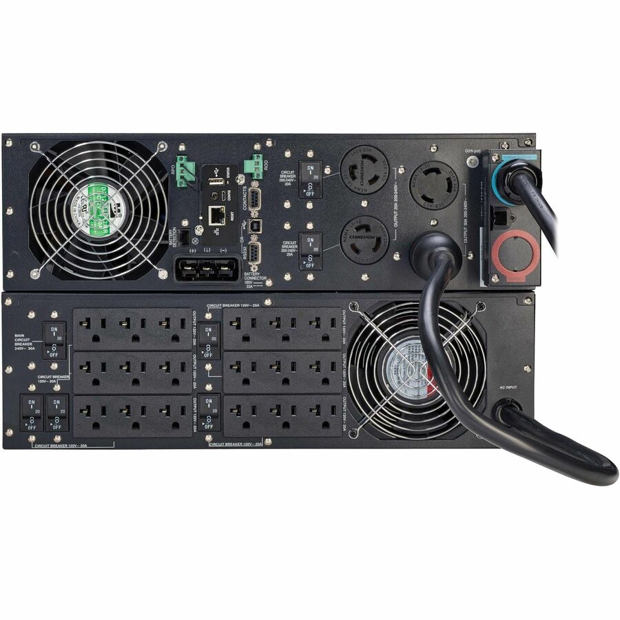 Eaton Tripp Lite Series SmartOnline 6000VA 5400W 120/208V Online Double-Conversion UPS with Stepdown Transformer - 18 5-20R, 2 L6-20R and 1 L6-30R Outlets, L6-30P Input, Network Card Included, Extended Run, 6U Battery Backup — SU6000RTF