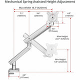 SIIG MTPRO Heavy Duty Desk Mount Single Monitor Arm - Up to 49"- Max load up to 44 lbs - VESA 75 & 100mm — CE-MT3V11-S1