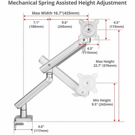 SIIG MTPRO Heavy Duty Desk Mount Single Monitor Arm - Up to 49"- Max load up to 44 lbs - VESA 75 & 100mm — CE-MT3V11-S1
