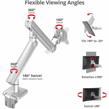 SIIG MTPRO Heavy Duty Desk Mount Single Monitor Arm - Up to 49"- Max load up to 44 lbs - VESA 75 & 100mm — CE-MT3V11-S1