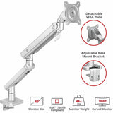 SIIG MTPRO Heavy Duty Desk Mount Single Monitor Arm - Up to 49"- Max load up to 44 lbs - VESA 75 & 100mm — CE-MT3V11-S1