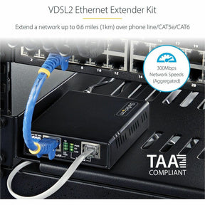 StarTech.com VDSL2 Ethernet Extender Kit over Single Pair Wire, Up to 0.6mi (1km) LAN Repeater over RJ11/Cat5e/Cat6, Replaces 110VDSLEXT — VDSL-LAN-EXTENDER-1G