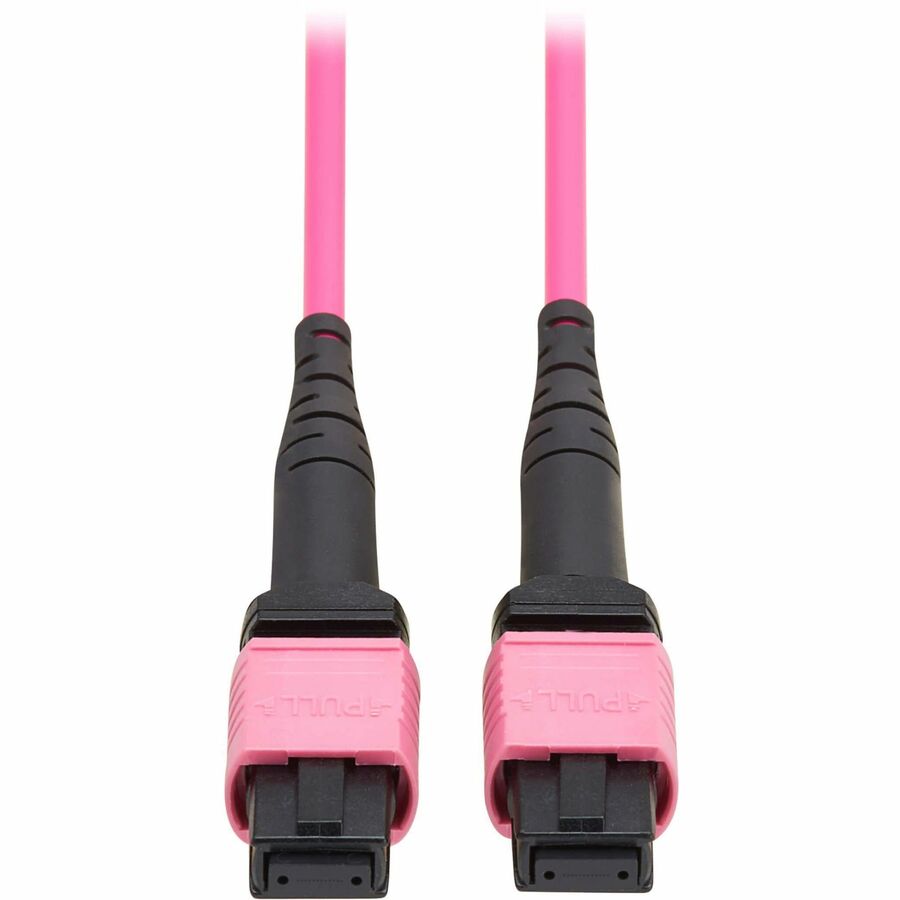 Eaton Tripp Lite Series 100G Multimode 50/125 OM4 Fiber Optic Cable (12F MTP/MPO-PC F/F), OFNP, Magenta, 3 m (9.8 ft.), TAA — N845B-03M-12MTA