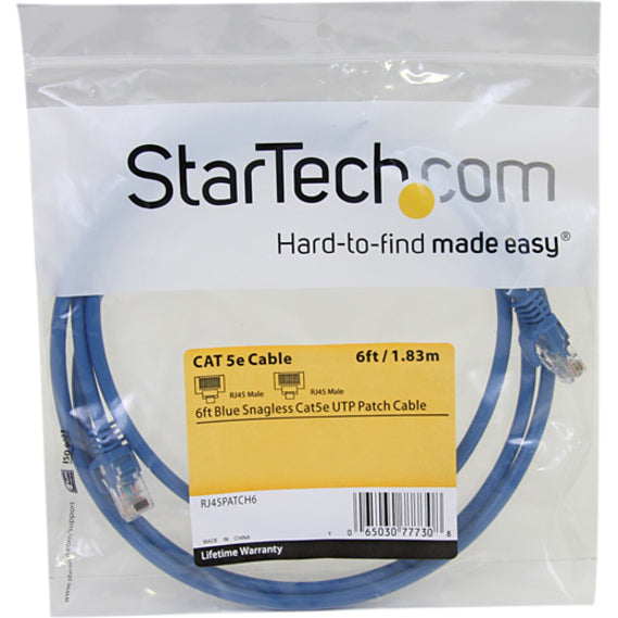 StarTech.com 6 ft Blue Snagless Cat5e UTP Patch Cable — RJ45PATCH6