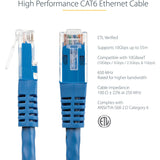 StarTech.com 3ft CAT6 Ethernet Cable - Blue Molded Gigabit - 100W PoE UTP 650MHz - Category 6 Patch Cord UL Certified Wiring/TIA — C6PATCH3BL