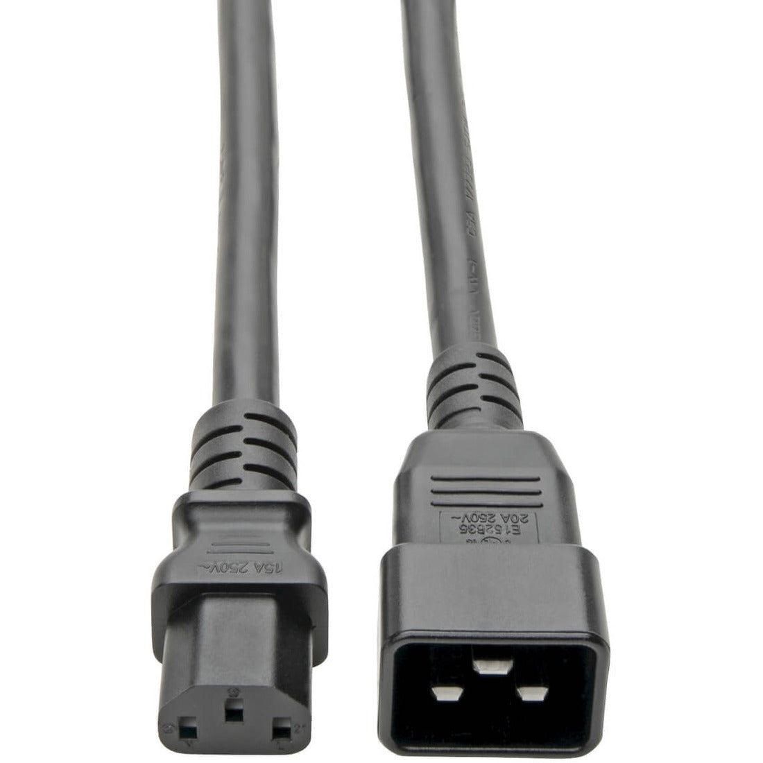 Eaton Tripp Lite Series C20 to C13 Power Cord for Computer - Heavy-Duty, 15A, 100-250V, 14 AWG, 7 ft. (2.13 m), Black — P032-007