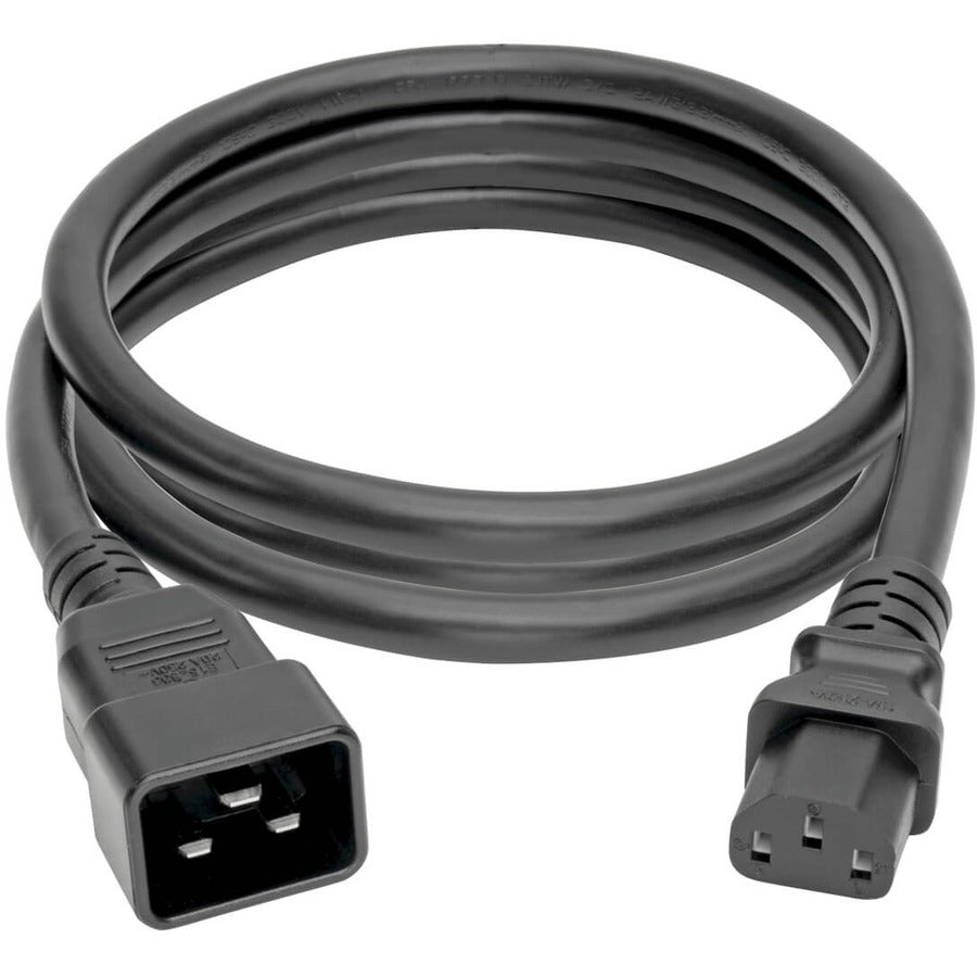 Eaton Tripp Lite Series C20 to C13 Power Cord for Computer - Heavy-Duty, 15A, 100-250V, 14 AWG, 7 ft. (2.13 m), Black — P032-007
