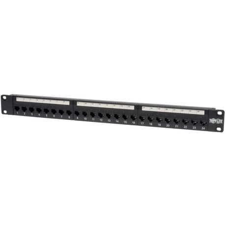 Tripp Lite 24-Port Cat5e Cat5 Feedthrough Patch Panel Rackmount 1URM RJ45 Ethernet TAA — N054-024