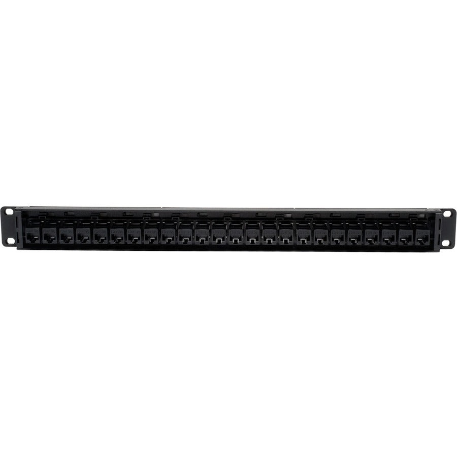 Tripp Lite 24-Port Cat5e Cat5 Feedthrough Patch Panel Rackmount 1URM RJ45 Ethernet TAA — N054-024
