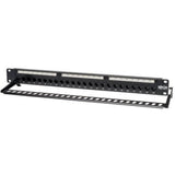 Tripp Lite 24-Port Cat5e Cat5 Feedthrough Patch Panel Rackmount 1URM RJ45 Ethernet TAA — N054-024