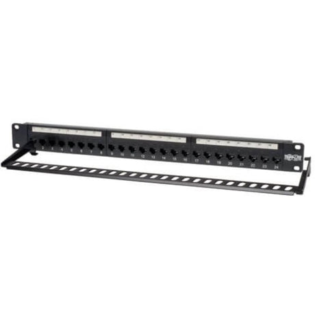 Tripp Lite 24-Port Cat5e Cat5 Feedthrough Patch Panel Rackmount 1URM RJ45 Ethernet TAA — N054-024