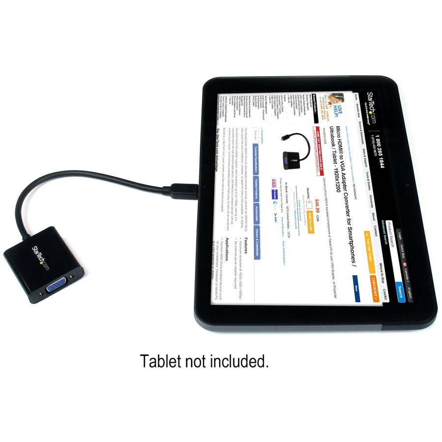 StarTech.com Micro HDMI�&reg; to VGA Adapter Converter for Smartphones / Ultrabook / Tablet - 1920x1080 — MCHD2VGAE2