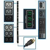 Eaton Tripp Lite Series 3-Phase Local Metered PDU, 8.6 kW, 45 208V outlets (36 C13, 9 C19), 6 ft. (1.83 m) NEMA L21-30P Input connection, TAA Compliant — PDU3MV6L2130A