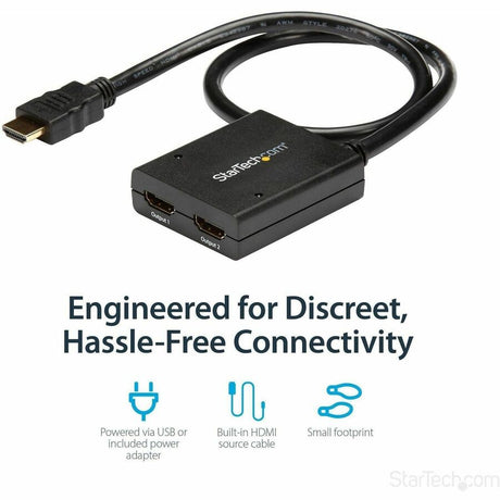 StarTech.com HDMI Splitter 1 In 2 Out - 4k 30Hz - 2 Port - Supports 3D video - Powered HDMI Splitter - HDMI Audio Splitter — ST122HD4KU