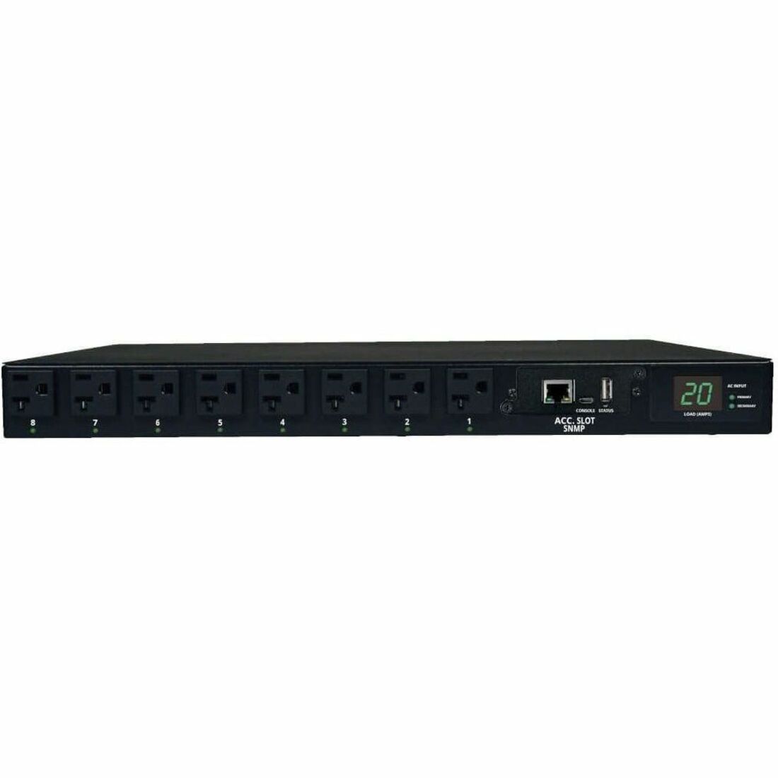 Eaton Tripp Lite Series 1.9kW Single-Phase Switched Automatic Transfer Switch PDU, 2 120V L5-20P / 5-20P Inputs, 16 5-15/20R Outputs, 1U, TAA — PDUMH20ATNET