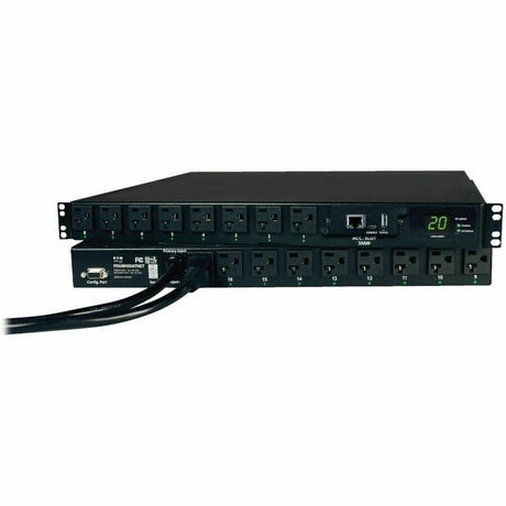 Eaton Tripp Lite Series 1.9kW Single-Phase Switched Automatic Transfer Switch PDU, 2 120V L5-20P / 5-20P Inputs, 16 5-15/20R Outputs, 1U, TAA — PDUMH20ATNET