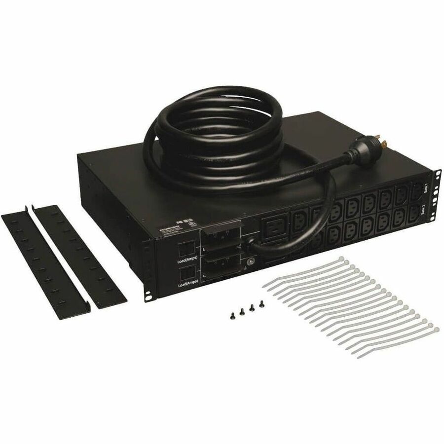 Eaton Tripp Lite Series 5.5kW Single-Phase Local Metered PDU, 208/230V Outlets (16 C13 & 2 C19), L6-30P, 12 ft. (3.66 m) Cord, 2U Rack-Mount, TAA — PDUMH30HV