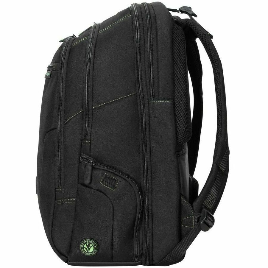 Targus Spruce EcoSmart TBB019US Carrying Case (Backpack) for 17" Notebook - Black, Green - TAA Compliant — TBB019US