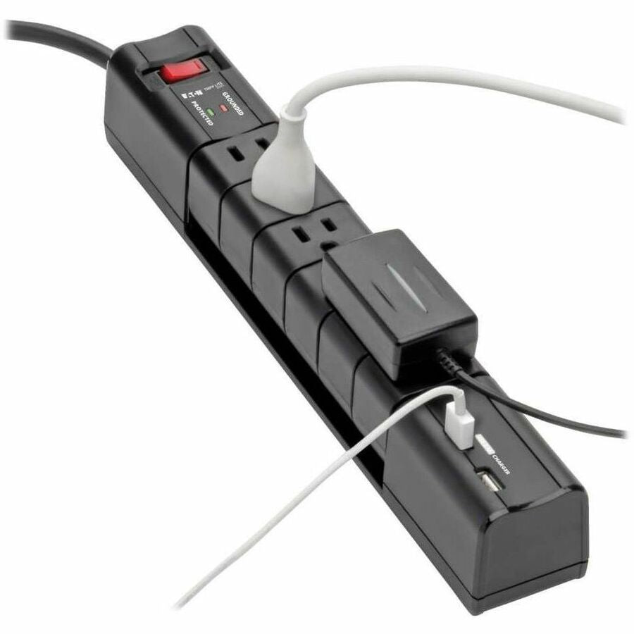 Eaton Tripp Lite Series Protect It! Surge Protector with 6 Rotatable Outlets, 8 ft. (2.43 m) Cord, 1080 Joules, 2xUSB Charging ports (3.4A) — TLP608RUSBB