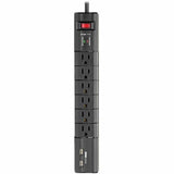 Eaton Tripp Lite Series Protect It! Surge Protector with 6 Rotatable Outlets, 8 ft. (2.43 m) Cord, 1080 Joules, 2xUSB Charging ports (3.4A) — TLP608RUSBB