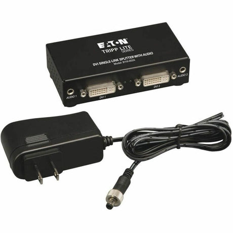 Eaton Tripp Lite Series 2-Port DVI Splitter with Audio and Signal Booster, Single-Link 1920x1200 at 60Hz/1080p (DVI F/2xF), TAA — B116-002A