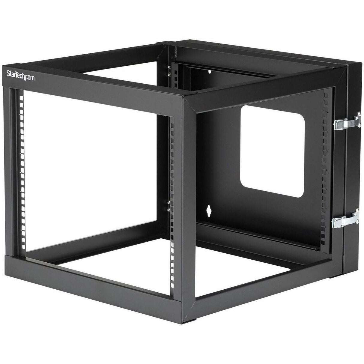 StarTech.com 4-Post 8U Hinged Wall-Mount Network Rack, 19" Open Frame Server Rack, Wall Mount Data Rack for IT Computer Equipment, TAA~ — RK819WALLOH