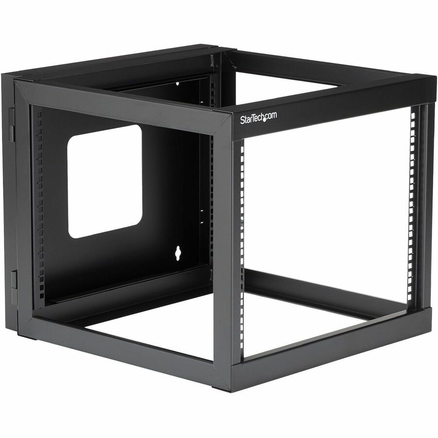 StarTech.com 4-Post 8U Hinged Wall-Mount Network Rack, 19" Open Frame Server Rack, Wall Mount Data Rack for IT Computer Equipment, TAA~ — RK819WALLOH