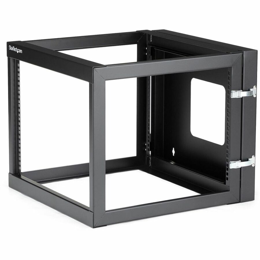 StarTech.com 4-Post 8U Hinged Wall-Mount Network Rack, 19" Open Frame Server Rack, Wall Mount Data Rack for IT Computer Equipment, TAA~ — RK819WALLOH