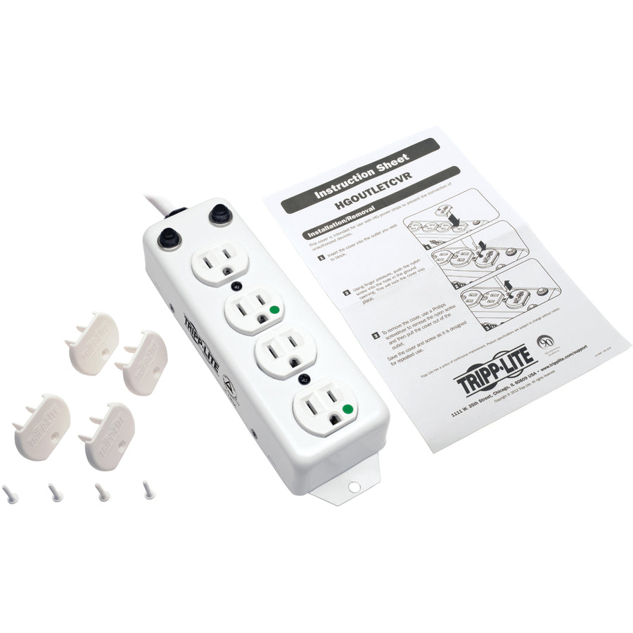 Eaton Tripp Lite Series Safe-IT UL 1363A Medical-Grade Power Strip for Patient-Care Vicinity, 4x 15A Hospital-Grade Outlets, 15 ft. Cord — PS-415-HG-OEM