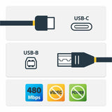 StarTech.com 3m 10 ft USB C to USB B Printer Cable - M/M - USB 2.0 - USB C to USB B Cable - USB C Printer Cable - USB Type C to Type B Cable — USB2CB3M