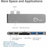 SIIG Thunderbolt 3 USB-C Hub with Card Reader & PD Adapter - Space Gray — JU-TB0312-S1