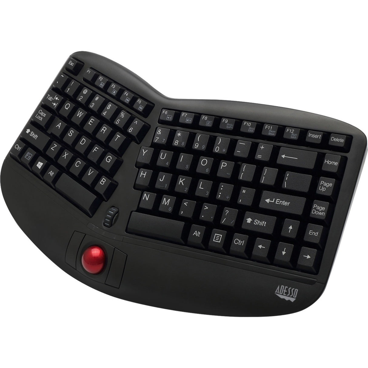 Adesso Tru-Form Media 3150 - 2.4 GHz Wireless Ergo Trackball Keyboard — WKB-3150UB