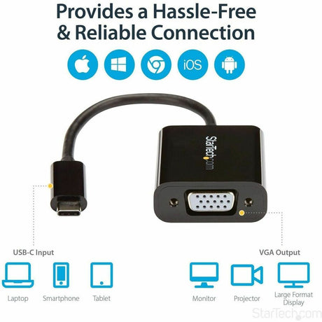 StarTech.com USB-C to VGA Adapter - Thunderbolt 3 Compatible - USB C Adapter - USB Type C to VGA Dongle Converter — CDP2VGA