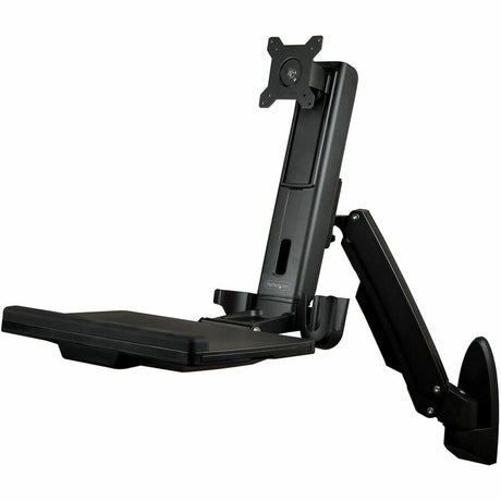 StarTech.com Wall Mount Workstation, Full Motion Standing Desk, Ergonomic Height Adjustable Monitor & Keyboard Tray Arm, For VESA Display — WALLSTS1