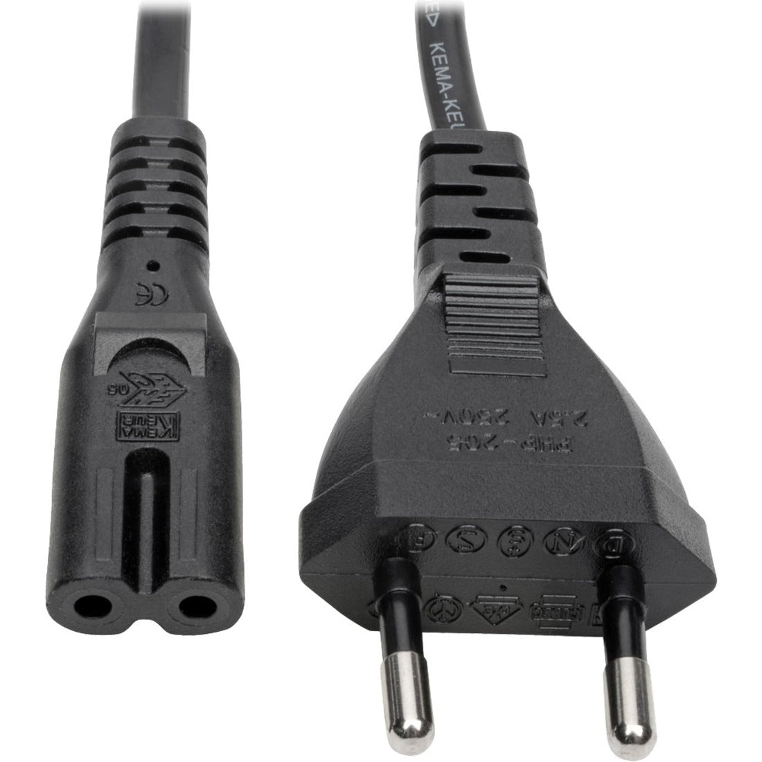 Eaton Tripp Lite Series European Computer Power Cord, C7 to Schuko, 2.5A, 250V, 18 AWG, 6 ft. (1.83 m), Black — P059-006