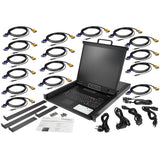 StarTech.com 16 Port Rackmount KVM Console w/ Cables - Integrated KVM Switch w/ 19" LCD - 1U LCD KVM Drawer 50000 MTBF - USB + VGA Support — RKCONS1916K