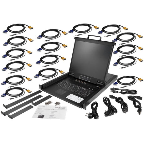 StarTech.com 16 Port Rackmount KVM Console w/ Cables - Integrated KVM Switch w/ 19" LCD - 1U LCD KVM Drawer 50000 MTBF - USB + VGA Support — RKCONS1916K
