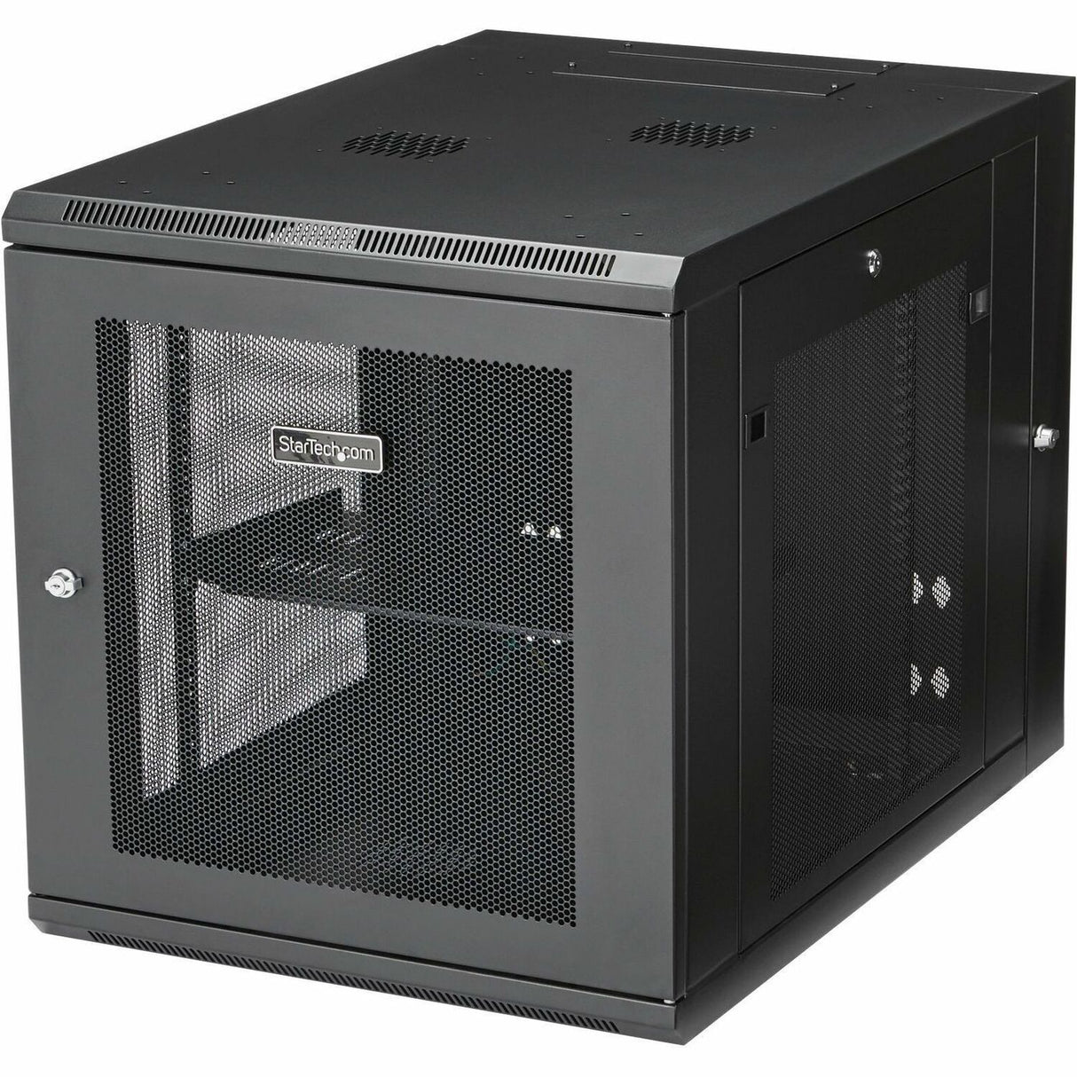 StarTech.com 4-Post 12U Wall Mount Network Cabinet, 19" Hinged Wall-Mounted Server Rack for IT Equipment, Flexible Lockable Rack Enclosure — RK1232WALHM
