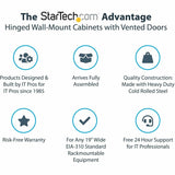 StarTech.com 4-Post 12U Wall Mount Network Cabinet, 19" Hinged Wall-Mounted Server Rack for IT Equipment, Flexible Lockable Rack Enclosure — RK1232WALHM