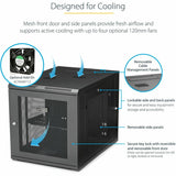 StarTech.com 4-Post 12U Wall Mount Network Cabinet, 19" Hinged Wall-Mounted Server Rack for IT Equipment, Flexible Lockable Rack Enclosure — RK1232WALHM