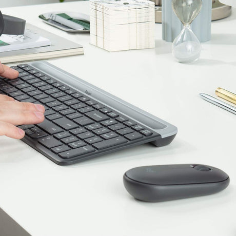 Logitech MK470 Slim Wireless Keyboard and Mouse Combo - Modern Compact Layout, Ultra Quiet - Graphite — 920-009437