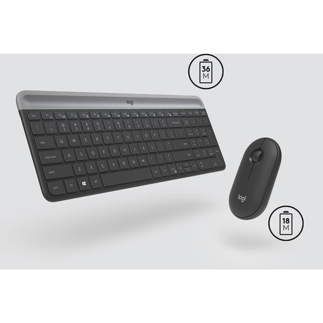 Logitech MK470 Slim Wireless Keyboard and Mouse Combo - Modern Compact Layout, Ultra Quiet - Graphite — 920-009437