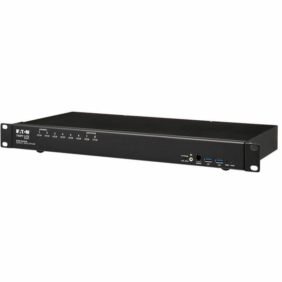 Eaton Tripp Lite Series 8-Port DisplayPort/USB KVM Switch with Audio/Video and USB Peripheral Sharing, 4K 60 Hz, 1U Rack-Mount, TAA — B024-DPU08